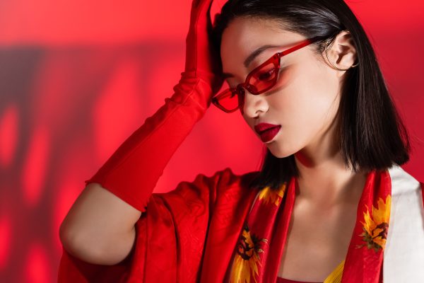 glasses outfit trendy asian woman in sunglasses and scarf with fl 2023 11 27 05 14 22 utc